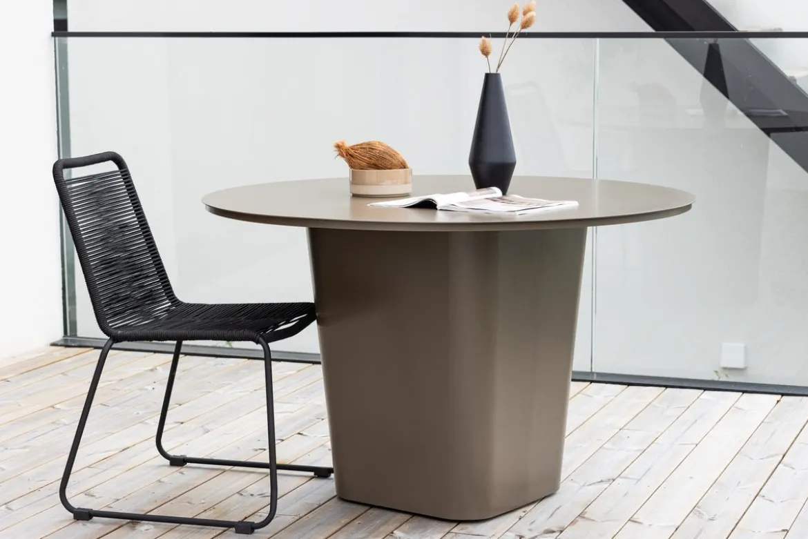 Garten Esstisch Calma - Ø 120cm aus braunem Aluminium