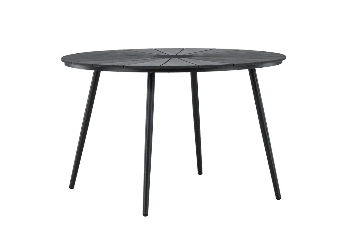 Garten Esstisch Capri - Ø 120cm aus Polywood und Aluminium in Beige oder Schwarz
