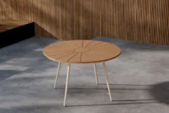 Garten Esstisch Capri - Ø 120cm aus Polywood und Aluminium in Beige oder Schwarz