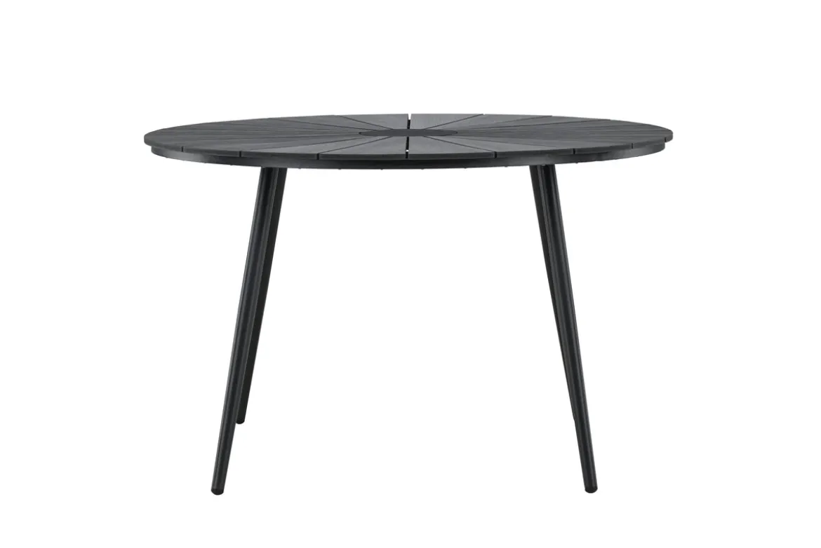 Garten Esstisch Capri - Ø 120cm aus Polywood und Aluminium in Beige oder Schwarz