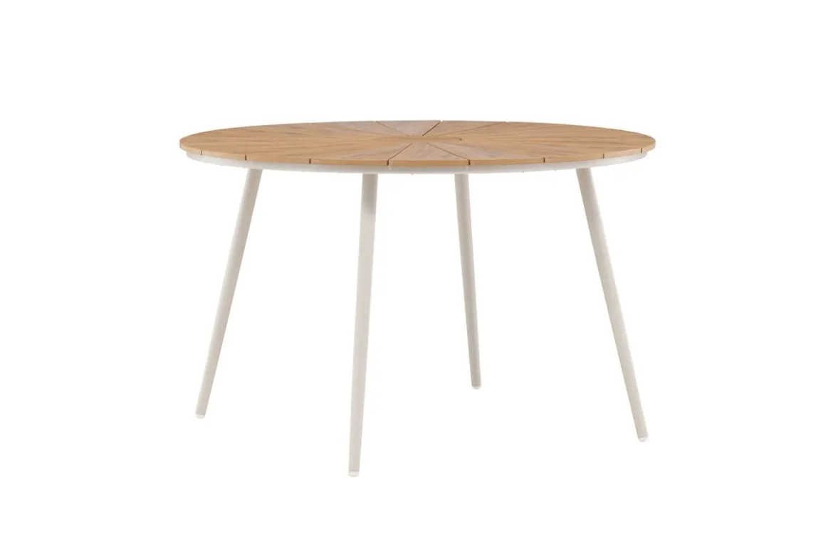 Garten Esstisch Capri - Ø 120cm aus Polywood und Aluminium in Beige oder Schwarz