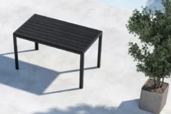 Garten Esstisch Siena - 140x80 cm aus Aluminium und Polywood in Beige oder Schwarz