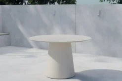 Garten Esstisch Solea - Ø 120cm aus Aluminium in Schwarz oder Beige