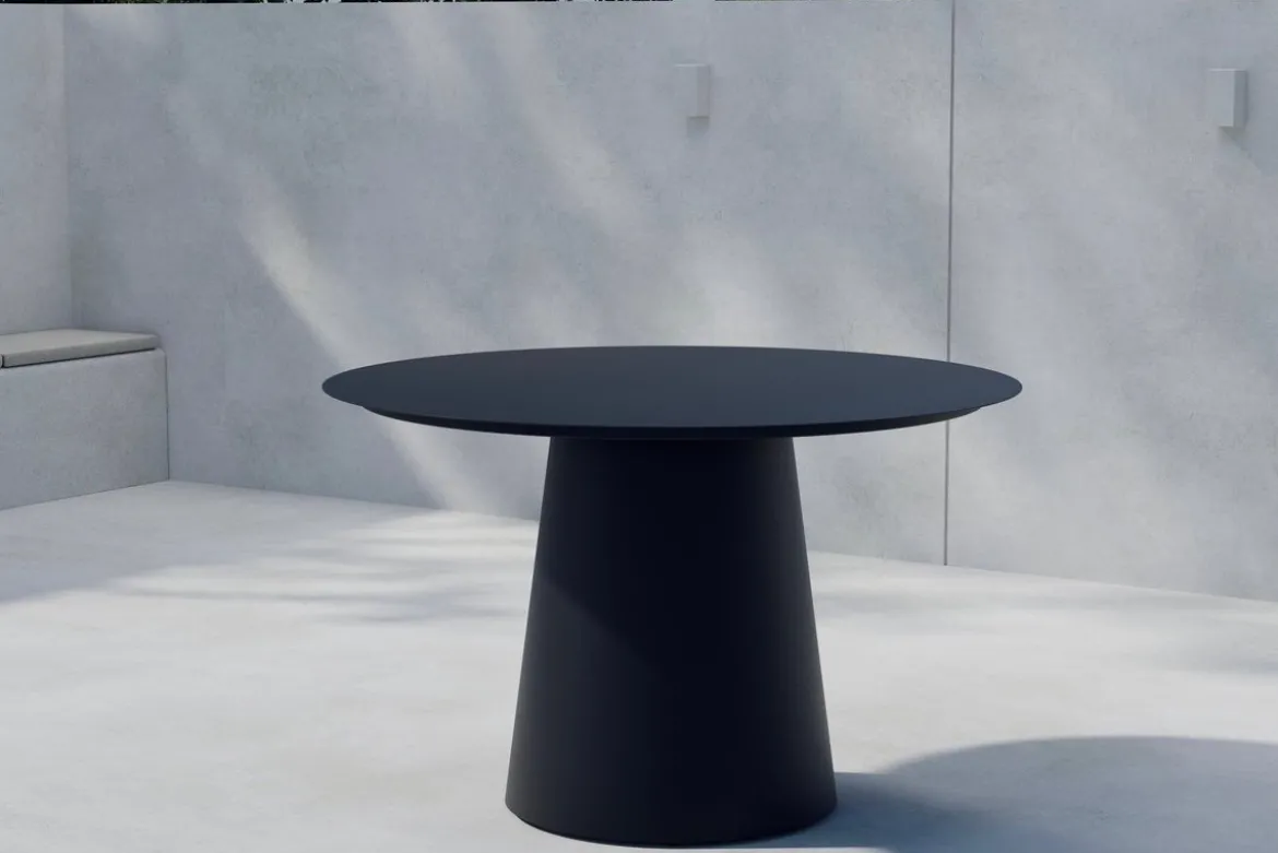 Garten Esstisch Solea - Ø 120cm aus Aluminium in Schwarz oder Beige