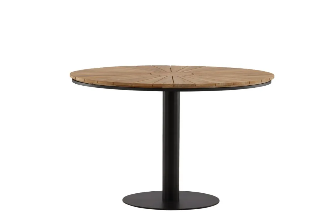Garten Esstisch Terra - Ø 120cm aus Aluminium und Teakholz