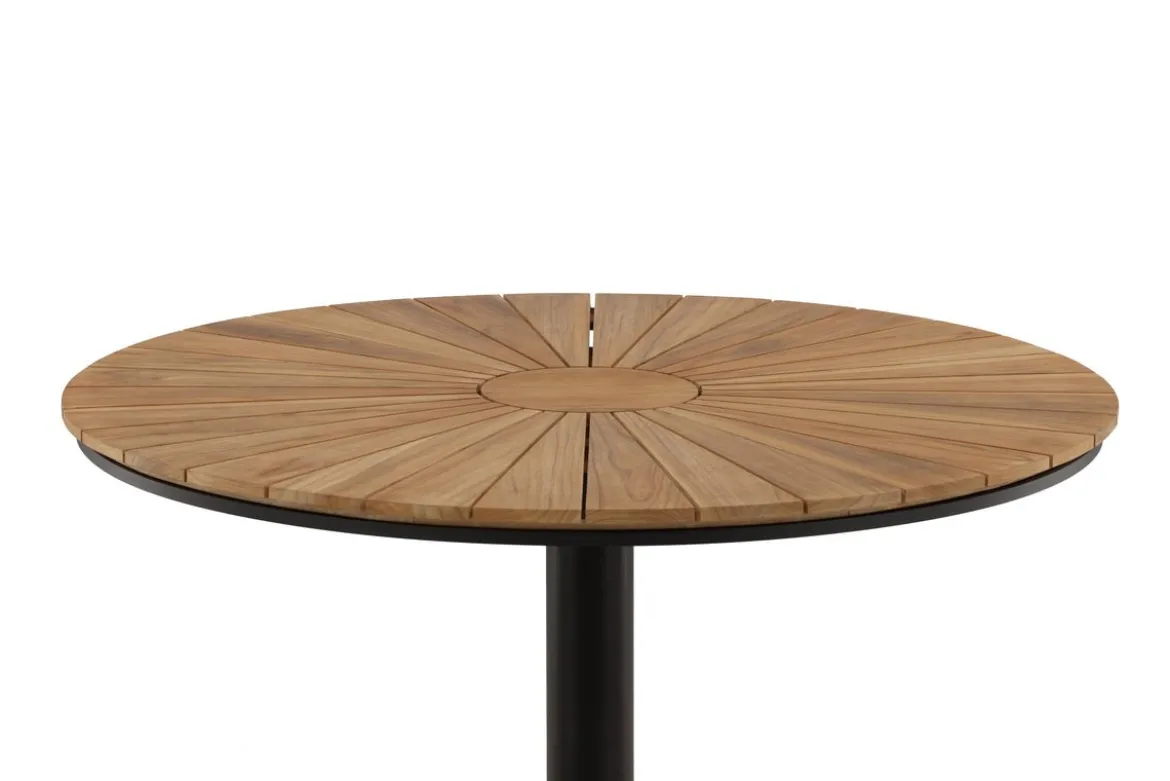 Garten Esstisch Terra - Ø 120cm aus Aluminium und Teakholz