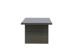 Garten Esstisch Valerio - 200x100 cm aus grauem Rattan mit Glasplatte