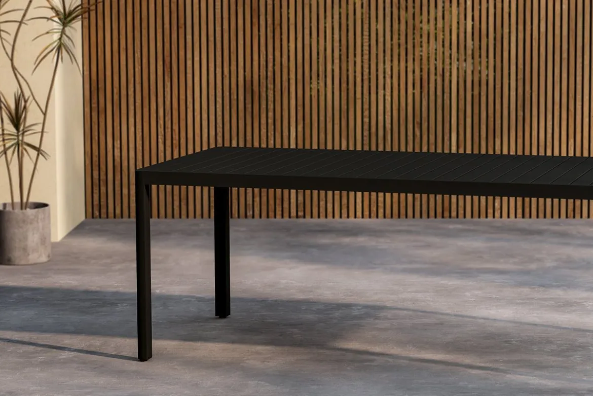 Garten Esstisch Vento - 200x90 cm aus Aluminium in Beige oder Schwarz
