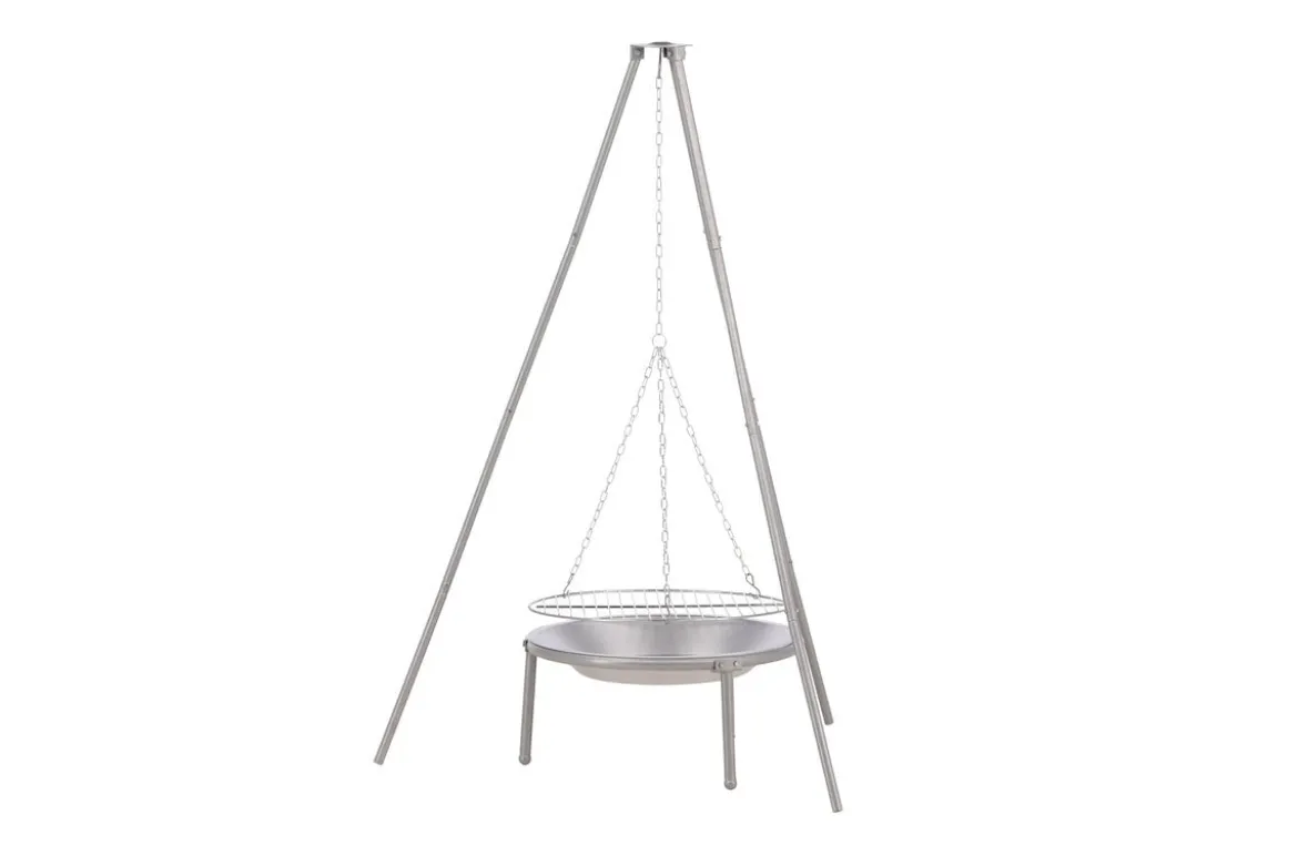 Garten Feuerschale mit Schwenkgrill Flamio - aus Stahl in Silber