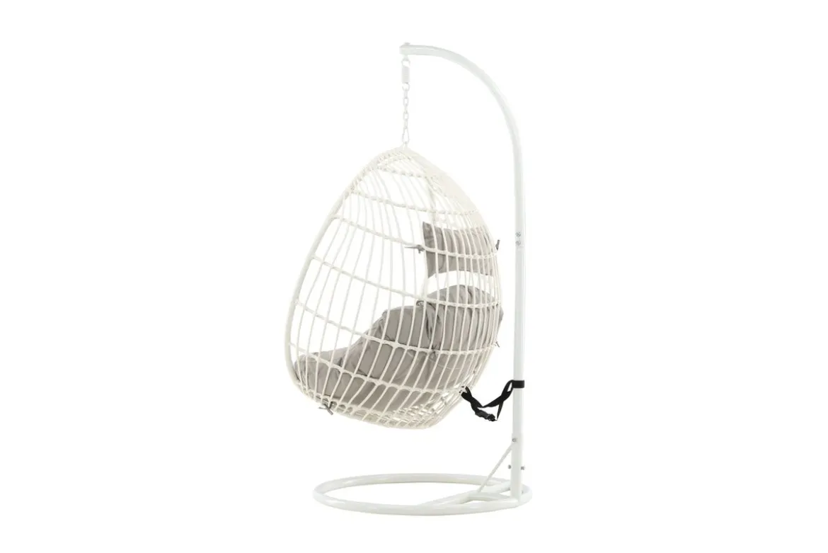 Garten Hängesessel Vegas - aus Rattan/Metall in Weiß
