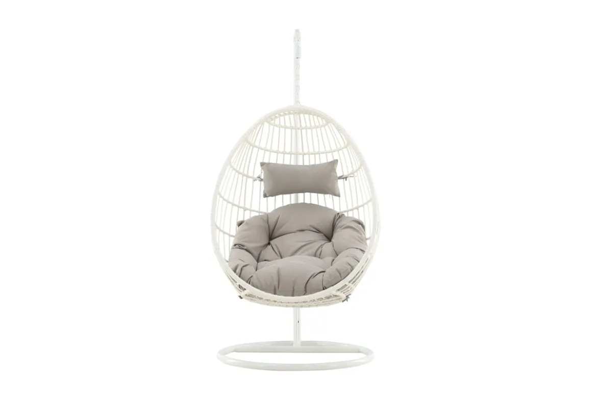 Garten Hängesessel Vegas - aus Rattan/Metall in Weiß