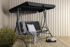 Garten Hollywoodschaukel Madeira - mit Polyesterbezug und Stahlgestell in Schwarz