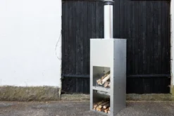 Garten Kamin Arne - aus Stahl mit Schornstein in Silber