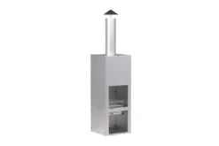 Garten Kamin Arne - aus Stahl mit Schornstein in Silber