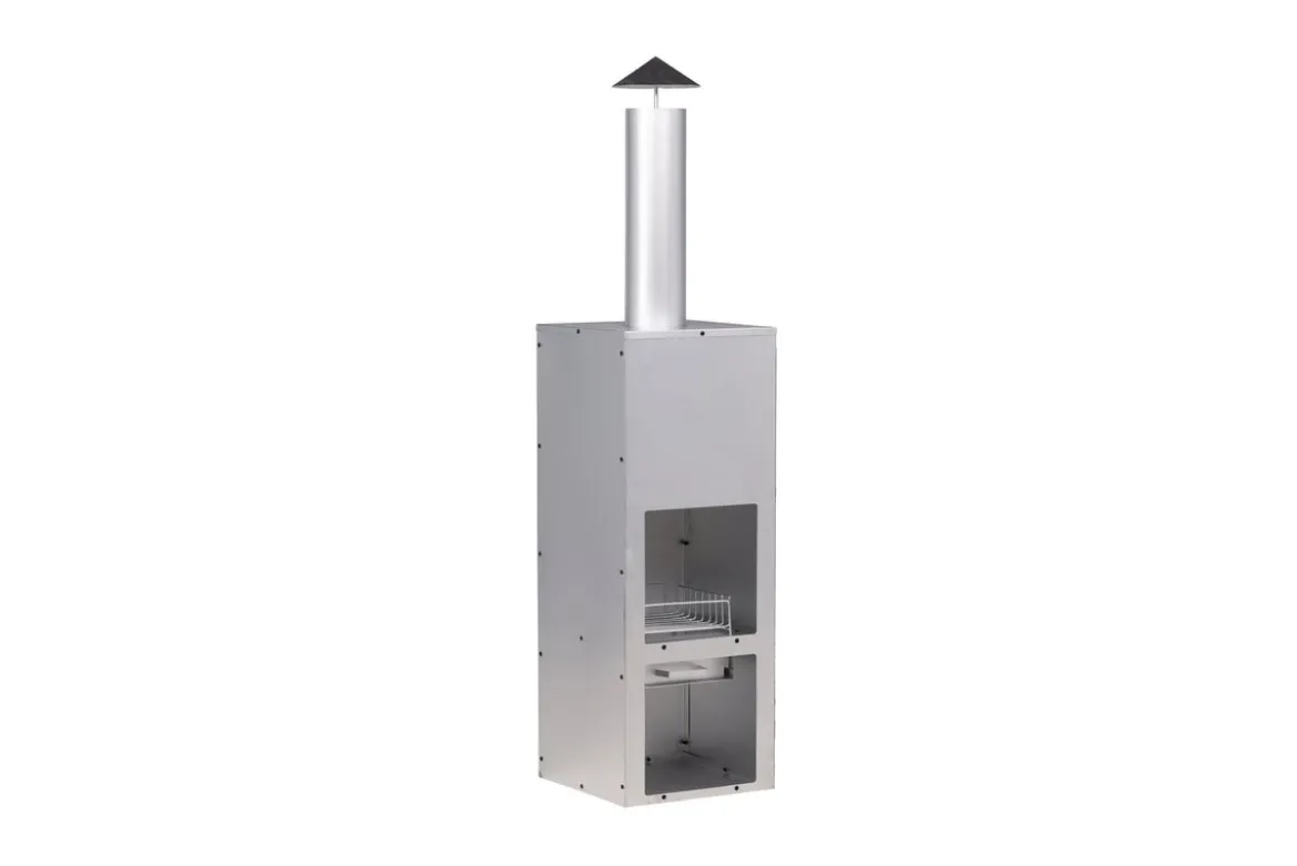 Garten Kamin Arne - aus Stahl mit Schornstein in Silber
