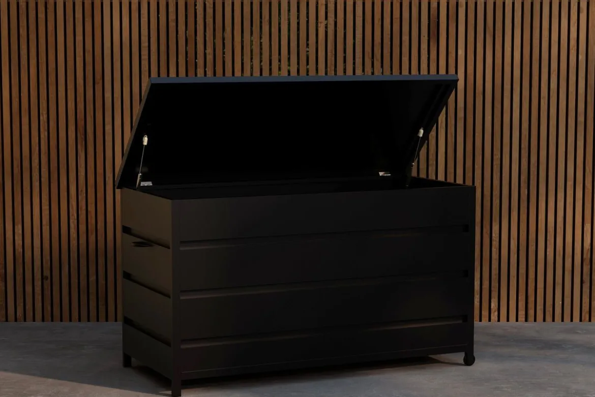 Garten Kissenbox Nessa - Aus schwarzem Aluminium