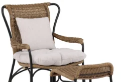 Garten- Loungesessel Asia - mit schwarzem Gestell und hellen Kissen