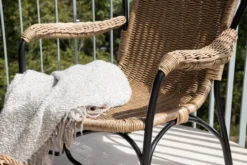 Garten- Loungesessel Asia - mit schwarzem Gestell und hellen Kissen