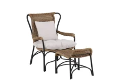 Garten- Loungesessel Asia - mit schwarzem Gestell und hellen Kissen