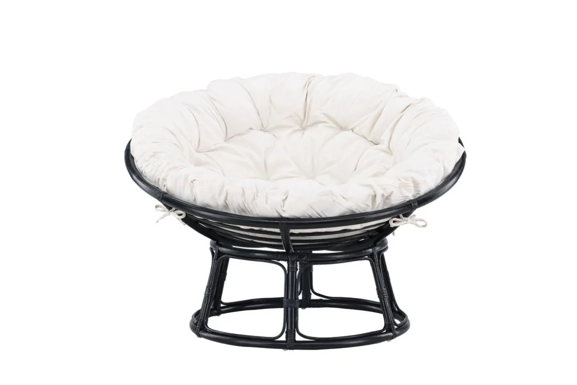 Garten-Loungesessel Bob - aus schwarzem Rattan inklusive Kissen