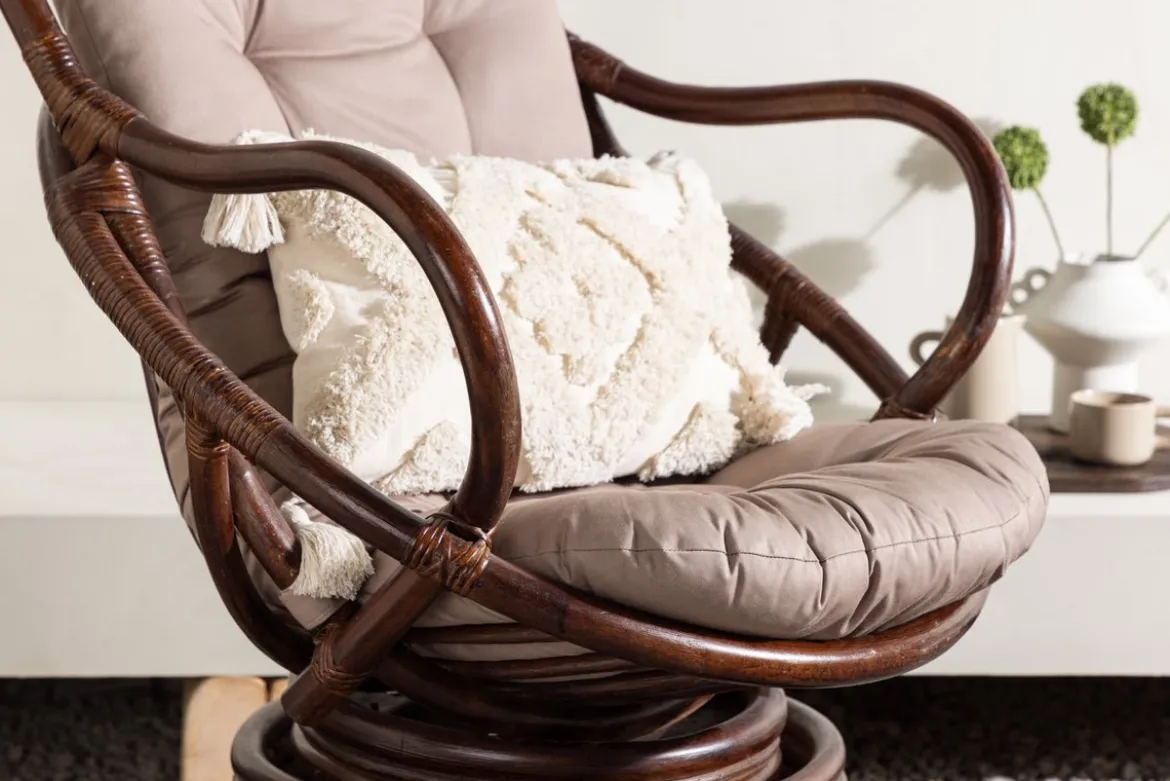 Garten-Loungesessel Finn - aus Rattan in Dunkelwalnuss