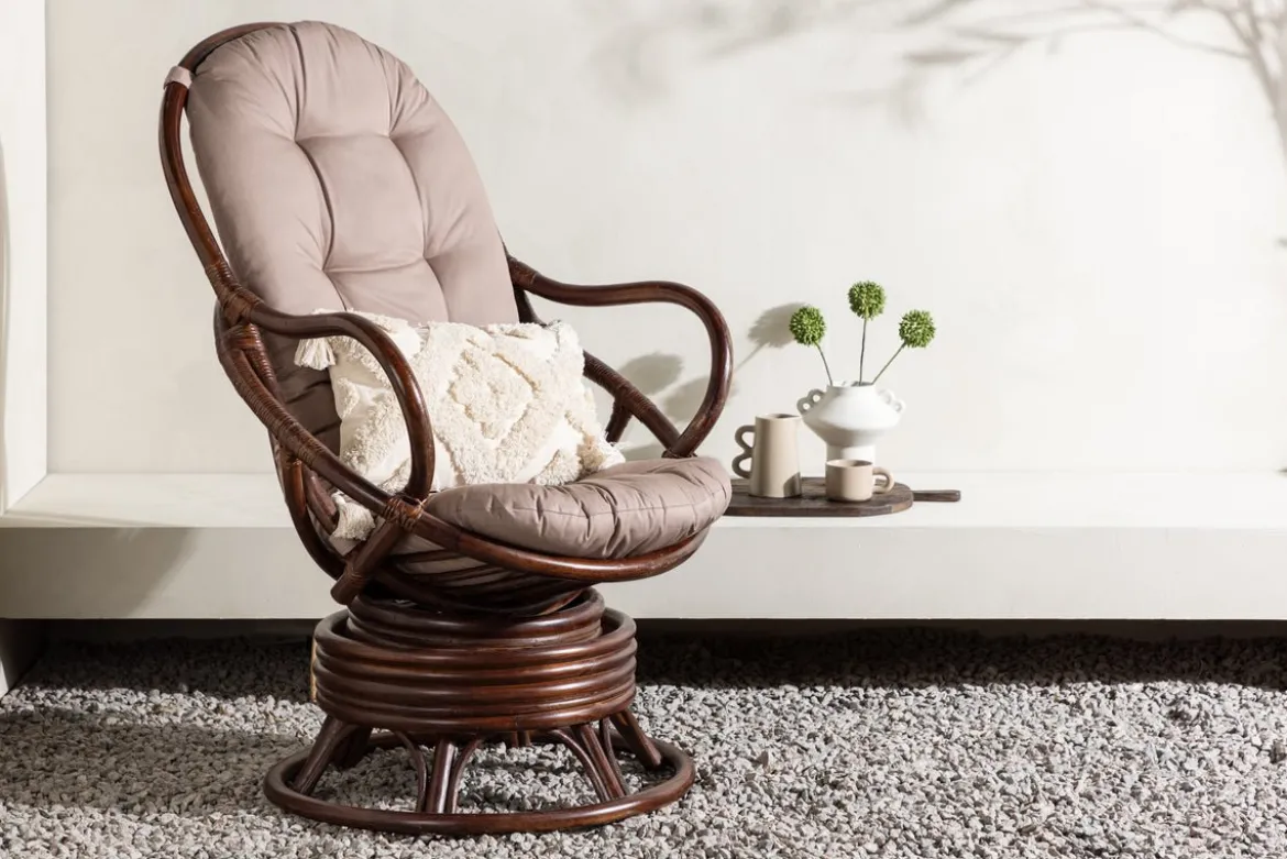 Garten-Loungesessel Finn - aus Rattan in Dunkelwalnuss