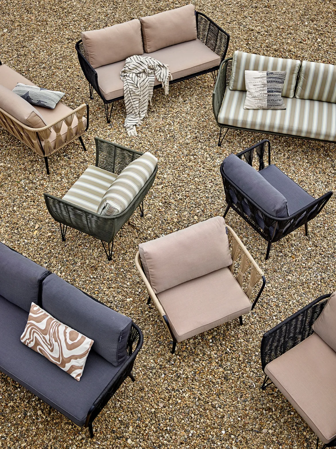 Garten Loungesessel Kairo – Metall mit handgeflochtenem Seil