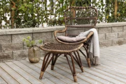 Garten-Loungesessel Neapel - aus Bambus und Rattan in Walnussbraun