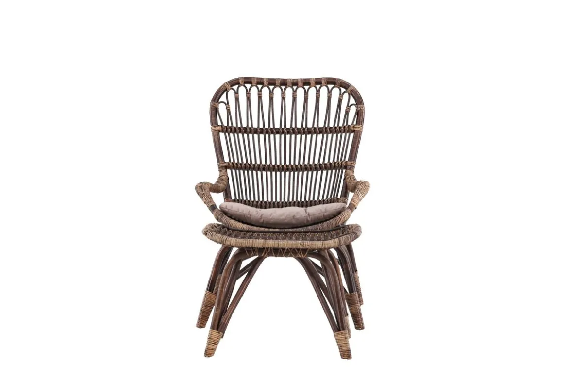 Garten-Loungesessel Neapel - aus Bambus und Rattan in Walnussbraun