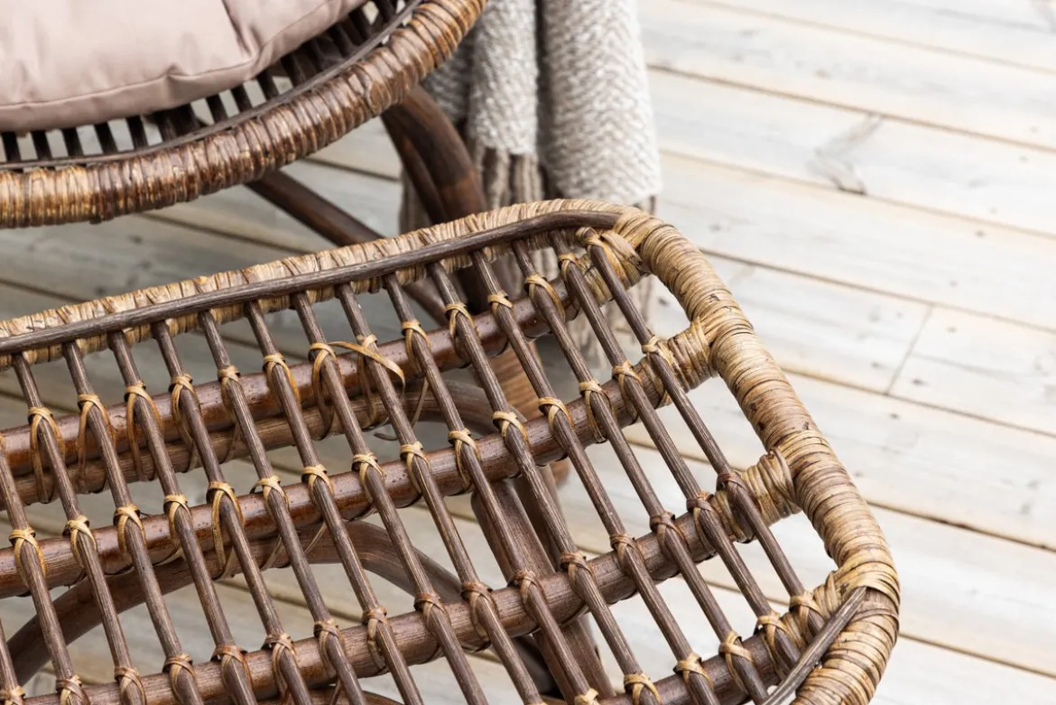 Garten-Loungesessel Neapel - aus Bambus und Rattan in Walnussbraun