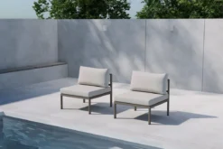Garten Loungesessel Selva - Outdoor-Sessel mit Aluminium Gestell und zwei Kissen