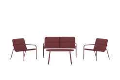 Garten Loungeset Abil – 4-teilig in Rot mit Sofa, Sesseln & Tisch