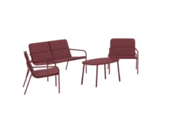 Garten Loungeset Abil – 4-teilig in Rot mit Sofa, Sesseln & Tisch