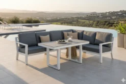 Garten Loungeset Adam – mit Tisch aus Aluminium & Glas