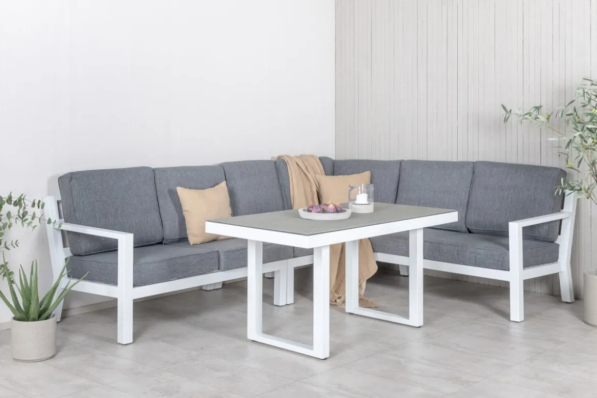 Garten Loungeset Adam – mit Tisch aus Aluminium & Glas