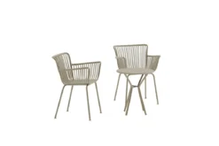 Garten Loungeset Aida – 2er Set in Beige mit rundem Tisch & Stühlen