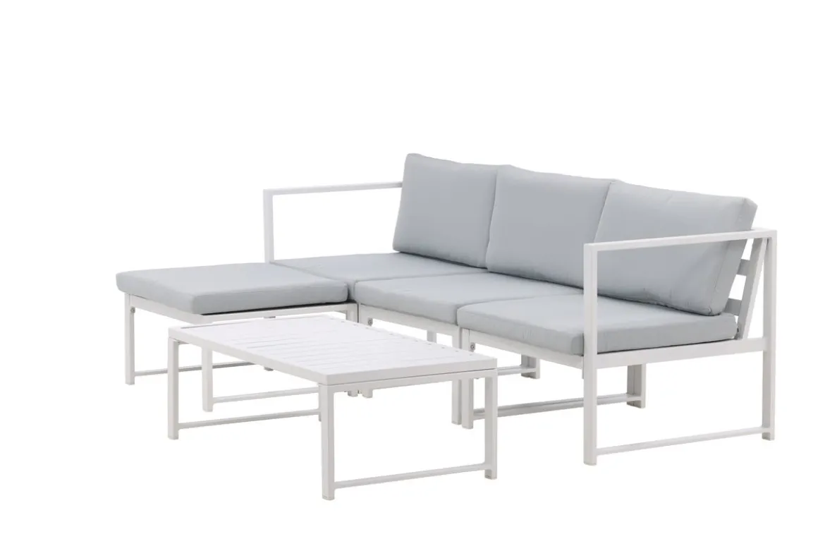 Garten Loungeset Alicia – mit hellgrauen Kissen & Couchtisch