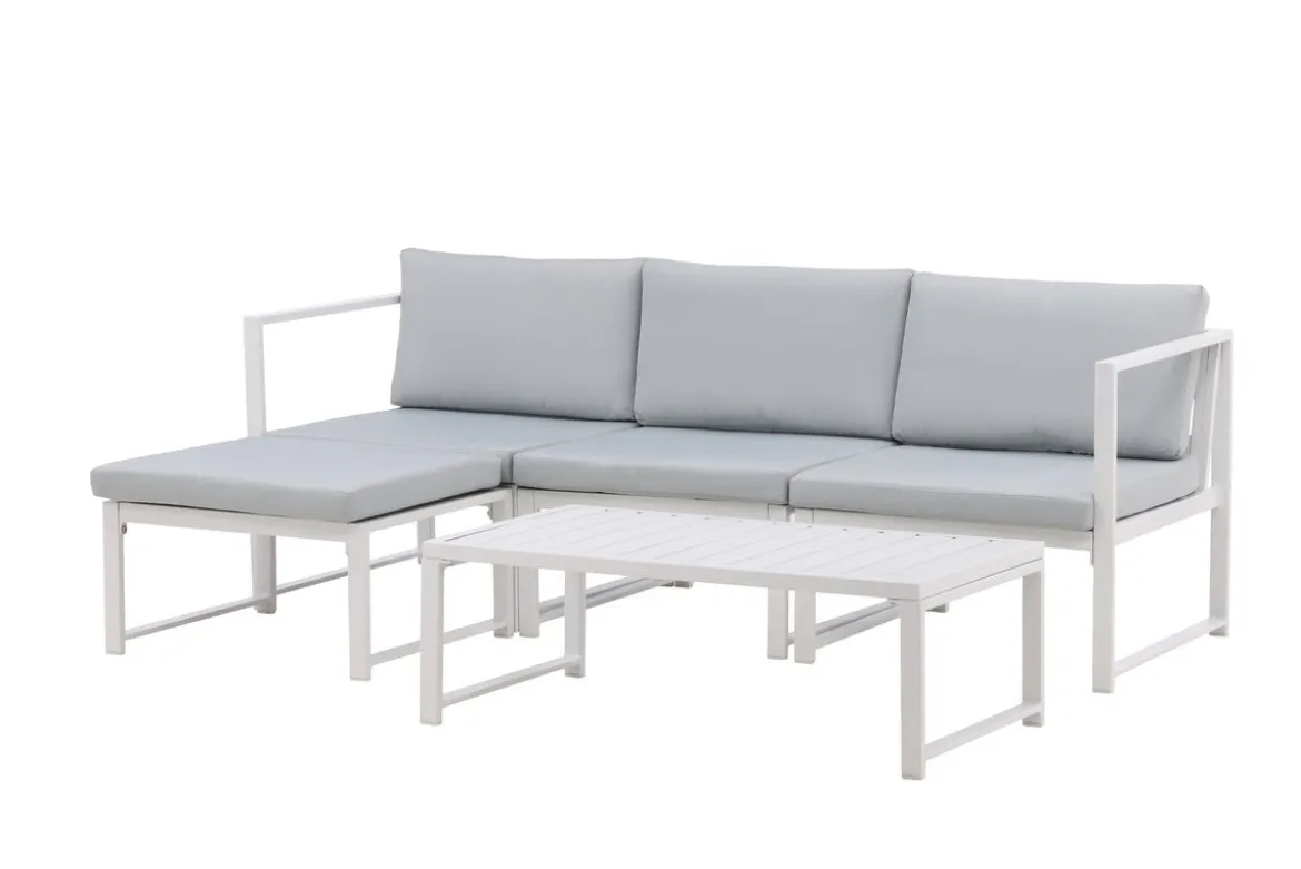 Garten Loungeset Alicia – mit hellgrauen Kissen & Couchtisch
