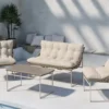 Garten Loungeset Alisa – 4-teilig mit Glastisch & beigen Sitzkissen
