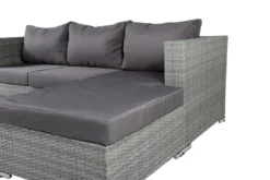 Garten Loungeset Amelia – Polyrattan Sofa mit Tisch & Kissen in Grau