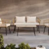 Garten Loungeset Arima – aus Rattan & Metall mit Glasplatte