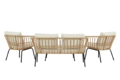 Garten Loungeset Arima – aus Rattan & Metall mit Glasplatte