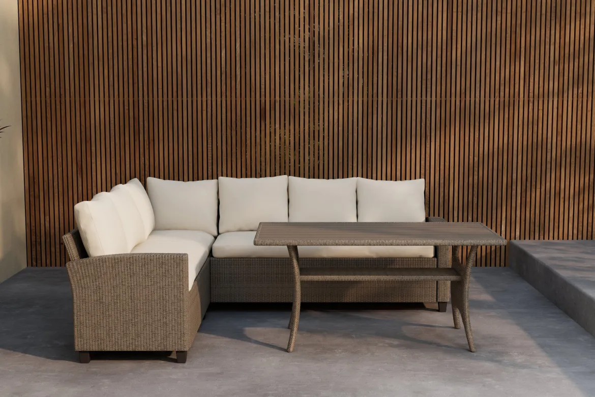 Garten Loungeset Baresa – Großes Ecksofa mit Couchtisch