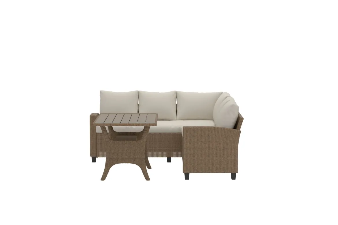 Garten Loungeset Baresa – Großes Ecksofa mit Couchtisch