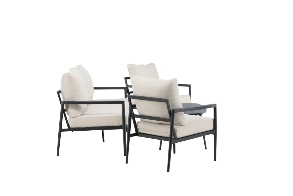 Garten Loungeset Bellano – 4-teiliges Outdoor-Set in Schwarz-Beige mit Aluminiumrahmen