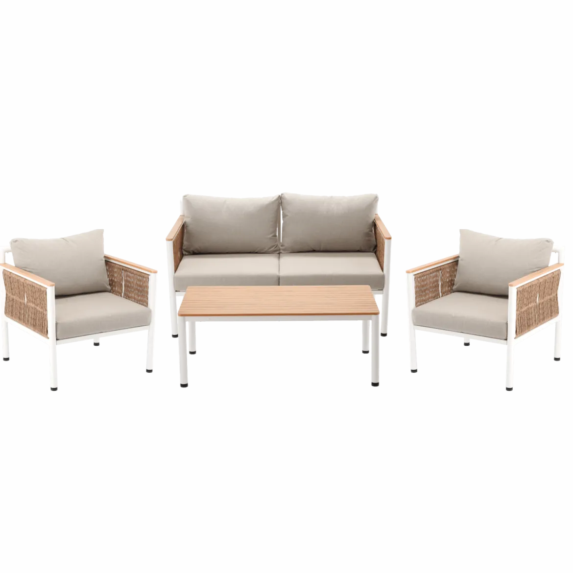 Garten Loungeset Belora – Aluminium Sitzgruppe mit Sofa, 2 Sesseln & Tisch