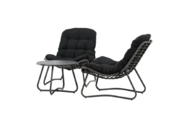 Garten Loungeset Carla – 3-teiliges Set in Anthrazit mit Sesseln & Tisch