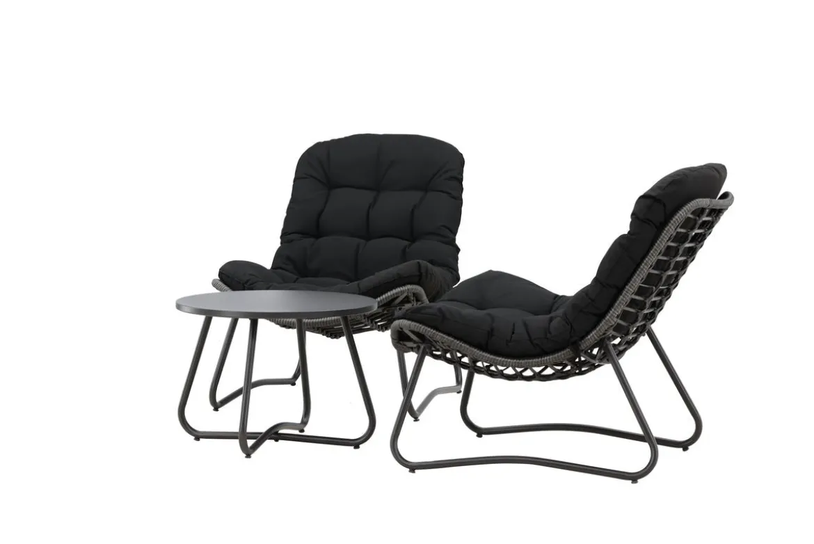 Garten Loungeset Carla – 3-teiliges Set in Anthrazit mit Sesseln & Tisch