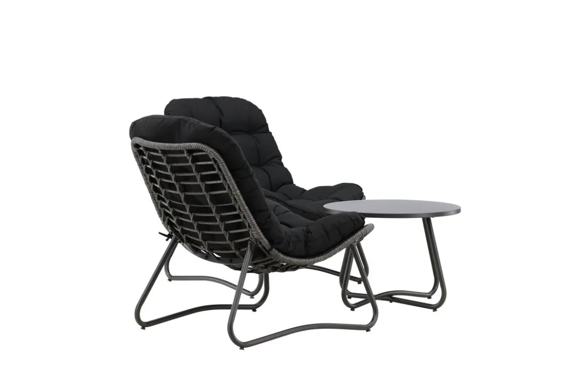 Garten Loungeset Carla – 3-teiliges Set in Anthrazit mit Sesseln & Tisch