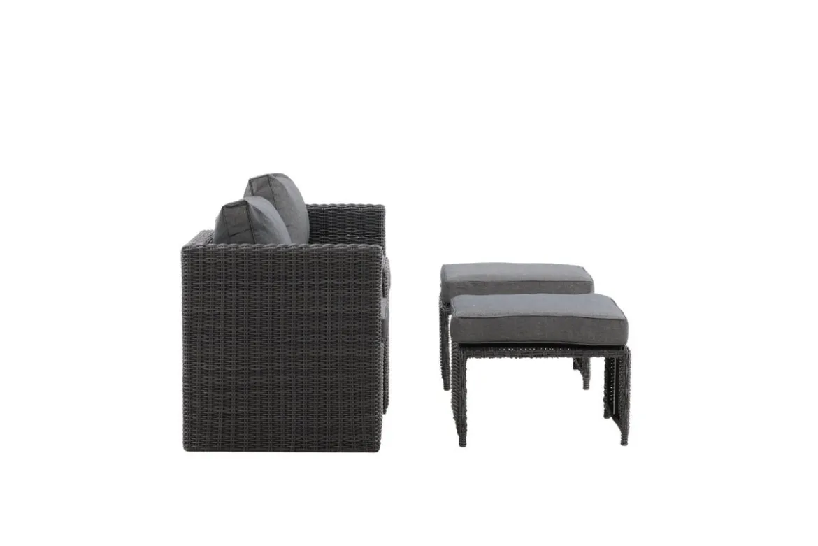 Garten Loungeset Dakar - aus schwarzem Kunstfaser-Rattan